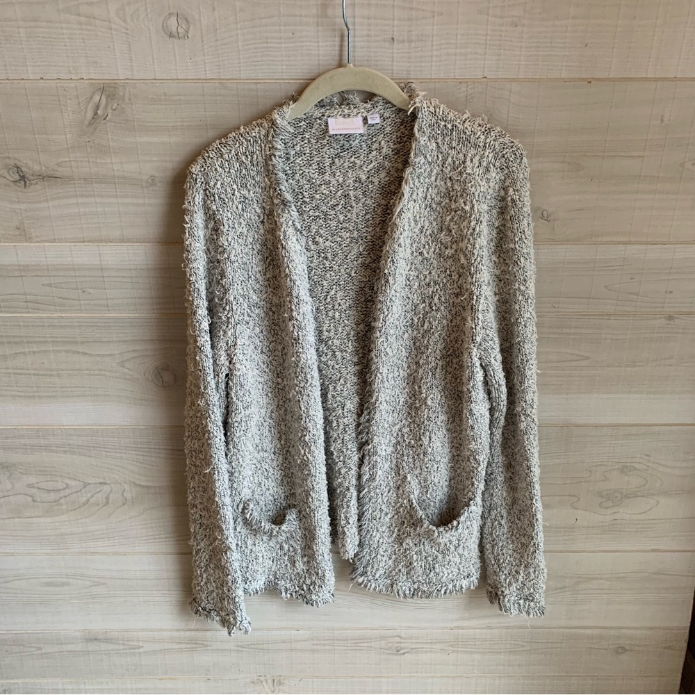 Anthropologie Ett Twa Cardigan Sweater Cream Open Front Fringe​​